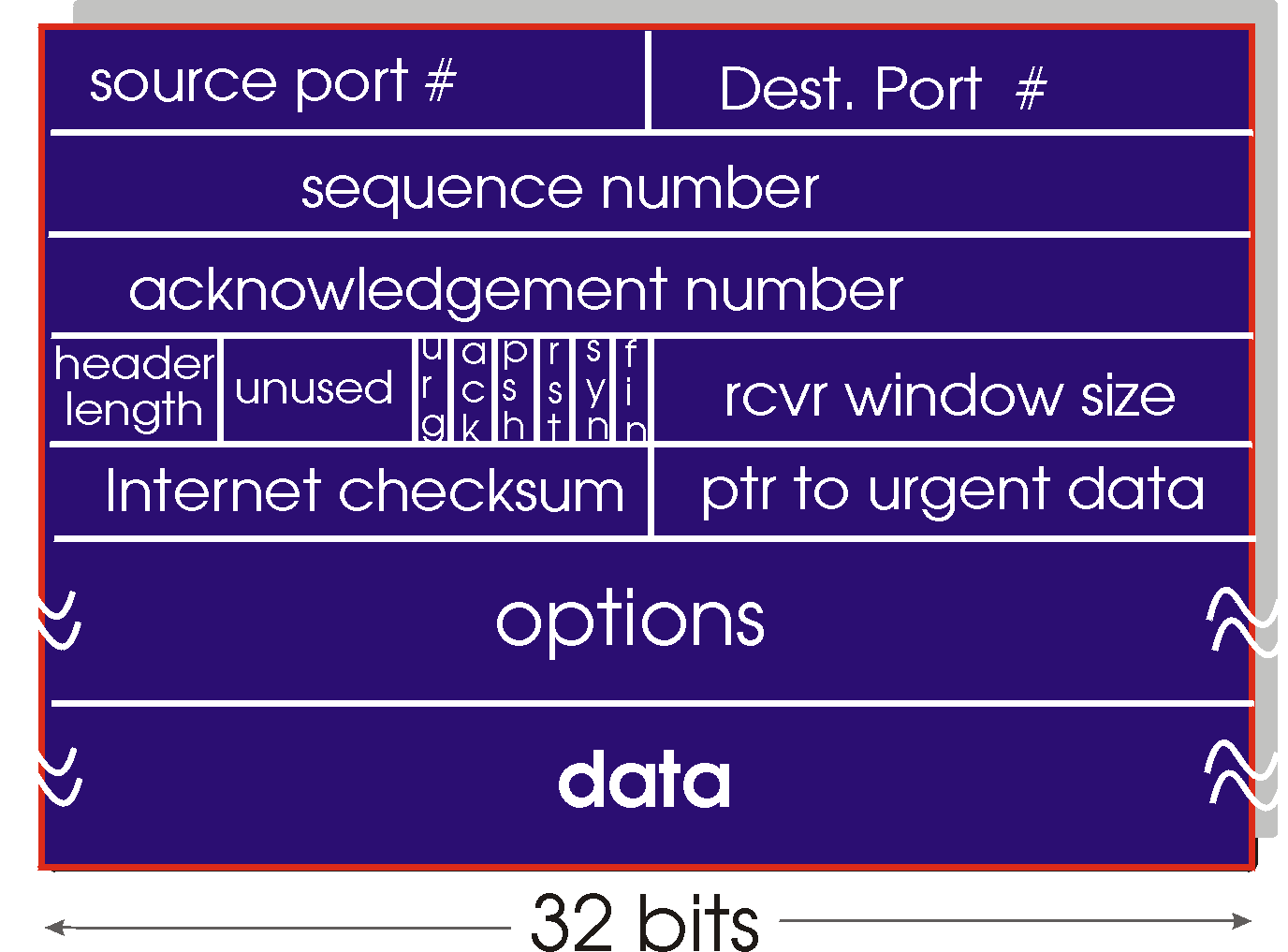 TCP segment format